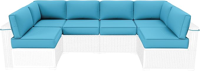 Outdoor Furniture Replacement Cushions, 5" Foam Foam High-Density, Fits 6-seat Sectional Rattan Conversation Set, 14 Piece Patio Water-Resistant Replacement Sofa Cushions, Liner&Cover