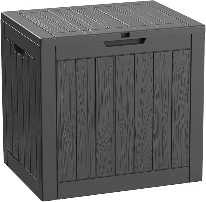 30 Gallon Deck Box,Outdoor Storage Boxes, Lockable& Waterproof For Garden Tools,Indoor Cushions,Accessories Black