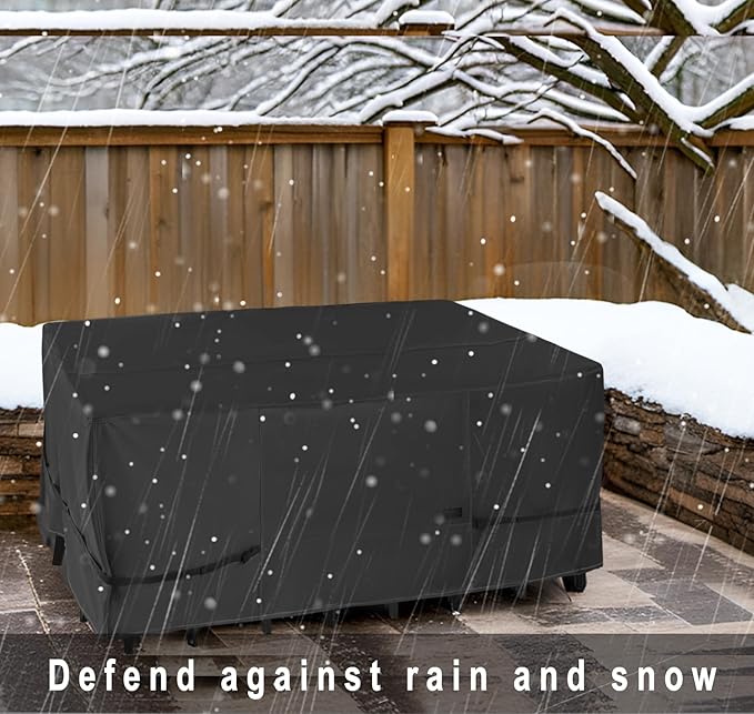 NettyPro Patio Table Cover Square 74 x 74 Inch, Waterproof Outdoor Furniture Dining Set Covers for Table and Chair, Black