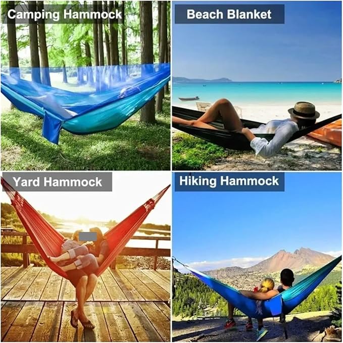 Hammock Camping Hammock with Mosquito Net Sleeping Tent Hammock Suitable Camping Hammock Outdoor Furniture for Garden Quick-Opening(Orange Grey)