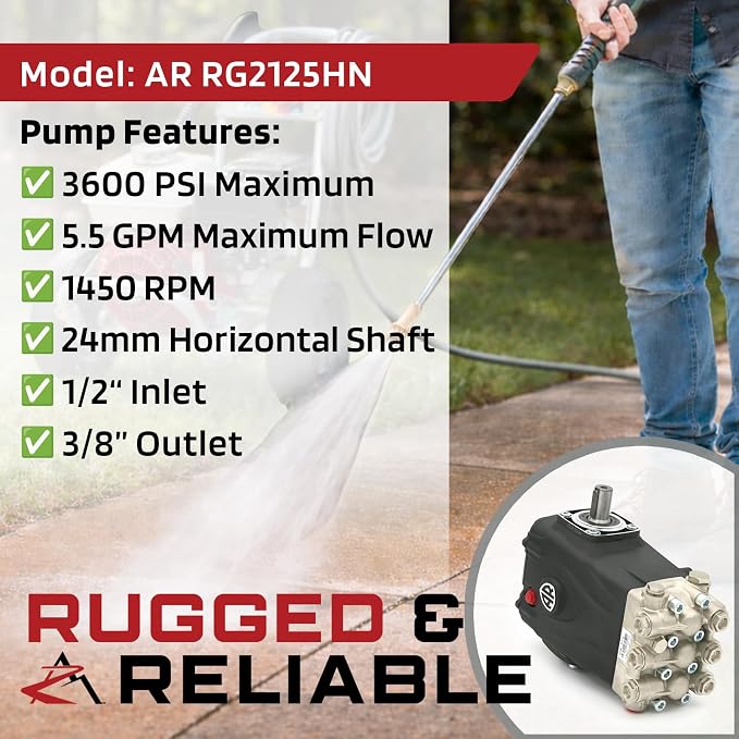 The ROP Shop OEM Annovi Reverberi Horizontal Pump for Pressure Washer for Mi-T-M 3-0142, 30142, 24mm