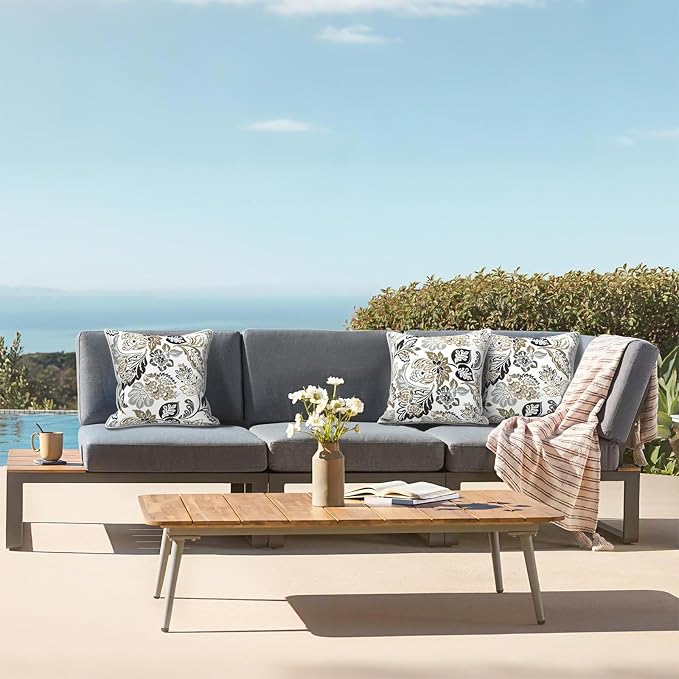 LVTXIII Outdoor Pillow Covers 20x20 Patio Waterproof Throw Pillow Cases Fade Resistant Accent Pillow Covers for Spring Summer Garden Decoration, Set of 2, Dailey Tan