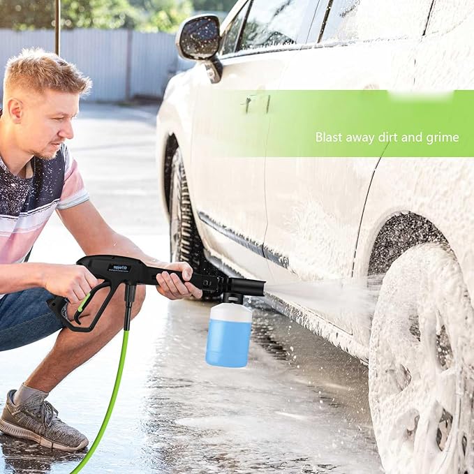 Pressure Washer 5000 PSI,2.8 GPM Power Washer with Foam Cannon,Portable Cleaner with 33ft Hose Reel,4 Nozzle Tips,and Soap Bottle for Cars/Home/Driveways/Patios/Decks/Fences,Green