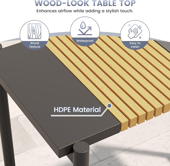 Sundale Outdoor Bar Table, Rectangle Patio Bar Height Counter Console Table with Weather Resistant Waterproof Top, Outdoor Furniture for Garden, Yard, Balcony, Poolside