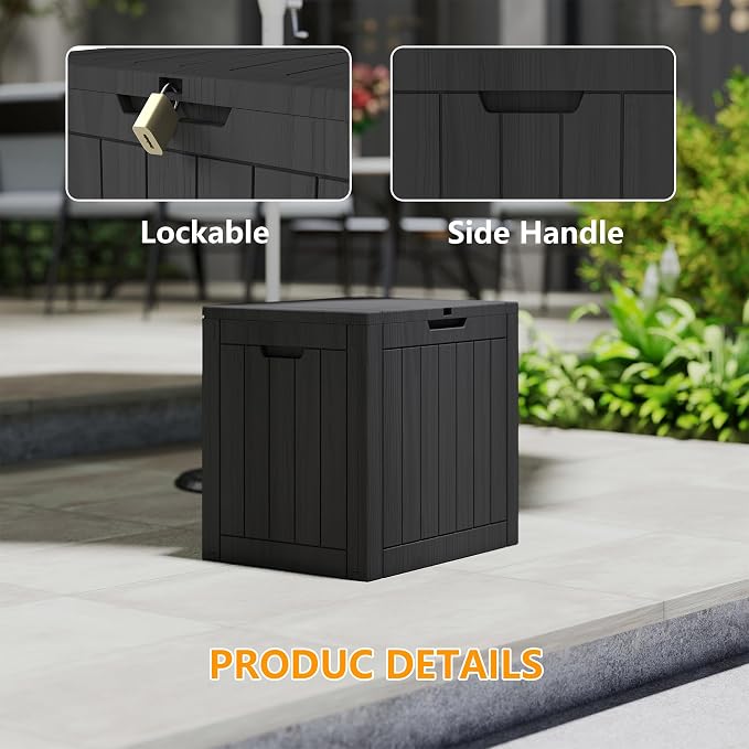 35 Gallon Pro Deck Boxes Outdoor Waterproof, Outdoor Storage Box with Lockable Lid & UV-Resistant for Patio Furniture, Outdoor Cushions, Garden Tools and Pool Supplies, Black