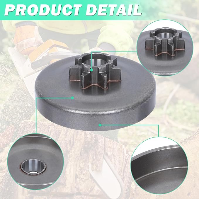 Adefol .325" 7T Clutch Drum Oil Pump Kit & Clutch Removal Tool for Husqvarna 455 460 Rancher Chainsaw with Oil Pump Pressure Line Worm Gear Replacement Parts for 537291702, 537110503
