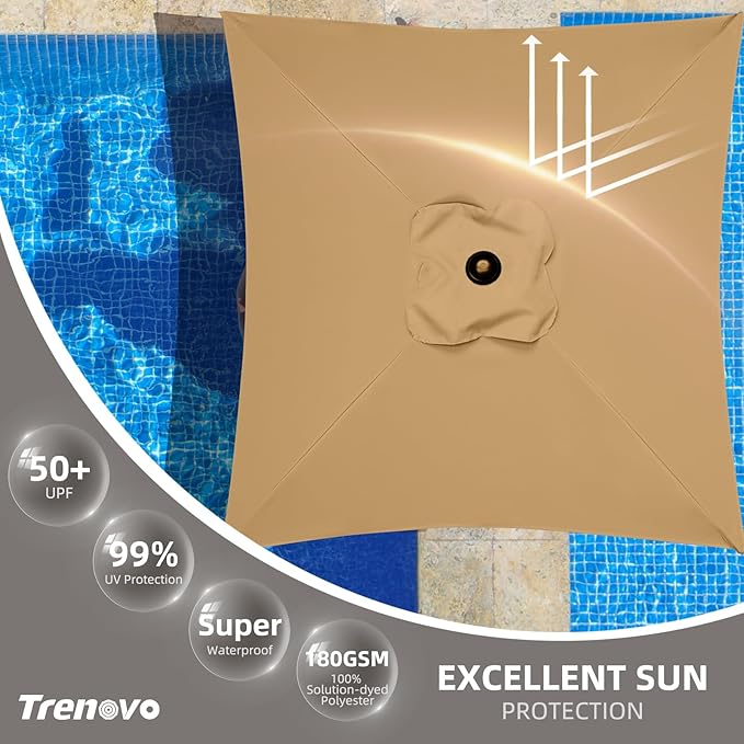 4.9ft Mini Square Patio Umbrella - UV 50+ Waterproof & Easy Setup | Outdoor Table Umbrella for Deck, Balcony, Garden, Lawn, Backyard, Market