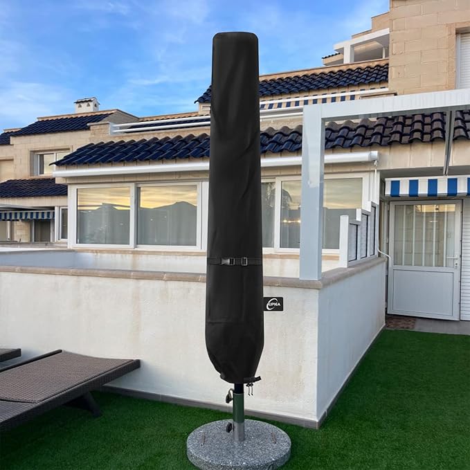 Kipiea Patio Umbrella Covers for 7-10' Market Umbrella, Upgraded 600D Heavy Duty Outdoor Umbrella Covers with Support Pole and Zipper