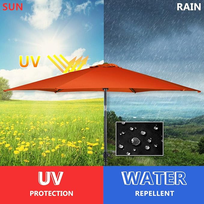 Giantex 9ft Patio Umbrella Outdoor, Market Table Umbrella w/Push Button Tilt and Crank, 180G Polyester Fabric and Sturdy Ribs, Sun Canopy Umbrellas for Patio Garden Beach Deck Pool