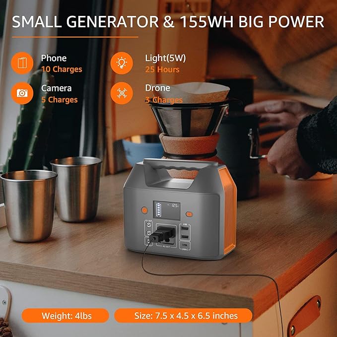 EnginStar Power Bank with AC Outlet 150W 110V Laptop Power Bank, 155Wh/ 42000mAh Battery Bank, Lithium Ion Power Supply for Emergency Camping
