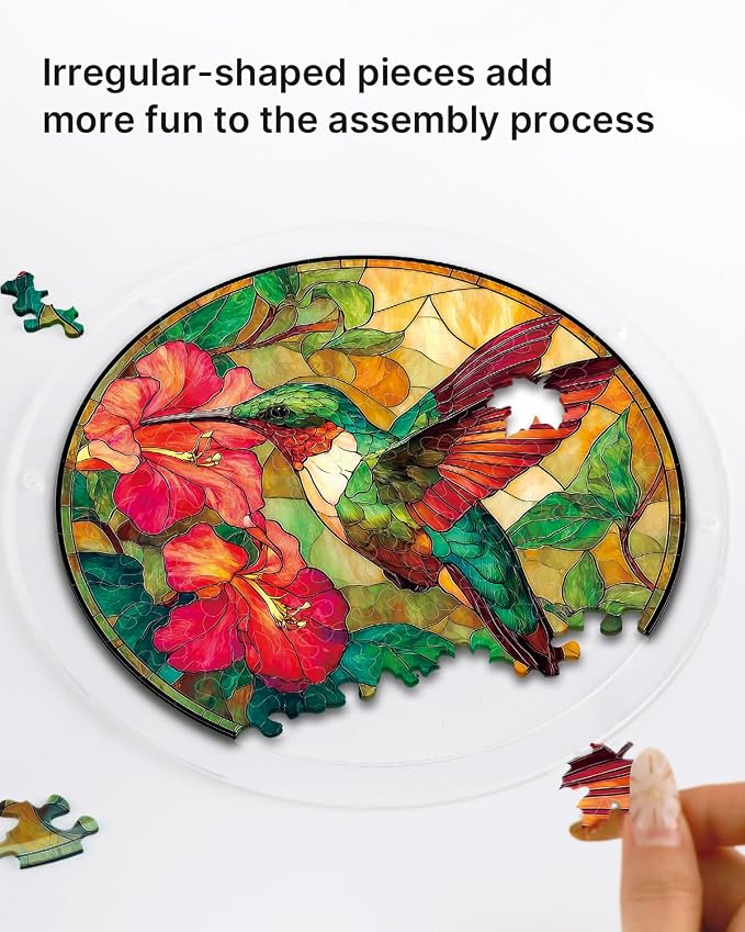 Acrylic Suncatcher Puzzle, Emerald Flame Hummingbird-7.4 in | DIY Suncatcher Puzzle Kits for Adults, Acrylic Jigsaw Puzzle Suncatcher, Garden&Window Hanging Decor, Unique Gift