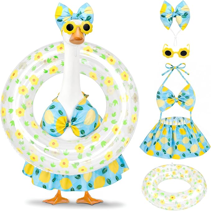 Hawaiian Porch Goose Outfits,23 Inch Bikini Porch Goose Summer Outfit | 23 in Porch Goose Outfit with Sunglasses & Swim Ring Hawaiian Porch Goose Clothes Costume for Outdoor Garden Lawn Yard Decor