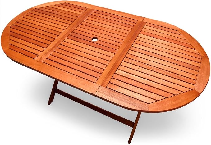 cucunu Outdoor Dining Table Acacia Wood with Umbrella Hole 63 x 34 Inch Folding Wooden Patio Tables Garden Furniture