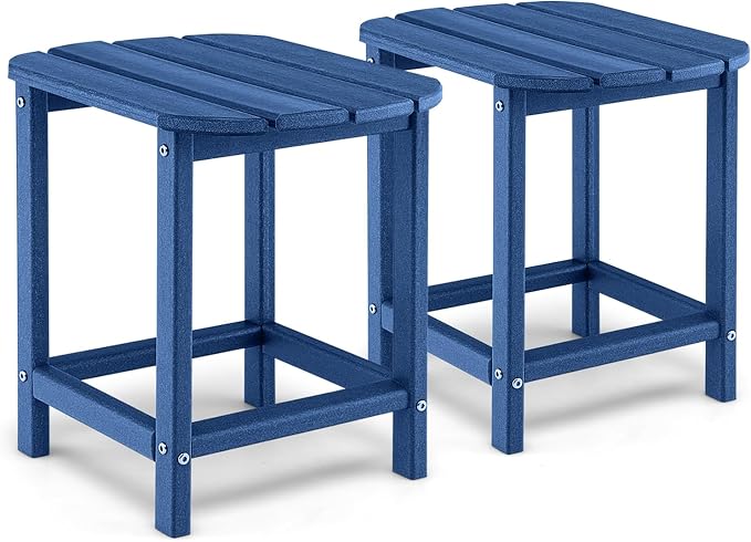 Giantex Outdoor Side Table, 18-Inch Small Patio Table, Weather Resistant HDPE Adirondack Table, Square Tea Table for Backyard, Poolside, Garden, Balcony, Outside End Table, Navy