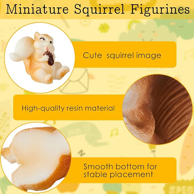 Maitys 14 Pcs Miniature Squirrel Fall Christmas Mini Figurine Garden Accessories Tiny Resin Squirrel Fairy Plastic Miniature Things Figurines for Outdoor Landscape Garden Lawn Pot DIY Cake Decorations