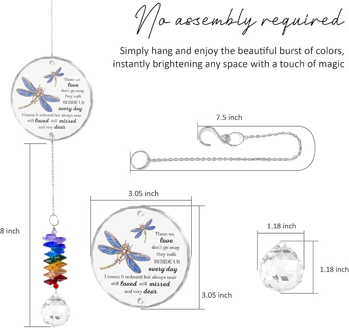 Glass Suncatcher Ornament - Those we Love Don't go Away - Sympathy Gifts for Loss of Loved One - Comfort Keepsake - Xmas Gift for Women Friend Sister - Suncatchers for Windows Hanging Decor
