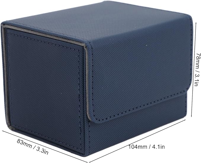 Zopsc PU Leather Card Deck Box, Large Capacity Magnetic Flap Storage Case for Game Cards, Tarot Cards, Deck Case with Strong Closure Blue
