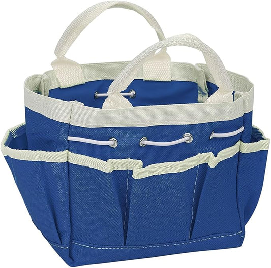 HARFINGTON Garden Tool Bag 7.5" x 4" x 5" Large Oxford Waterproof with Pockets Garden Tote Bag Gardening Plant Tool Organizer Storage Carrier Store for Outdoor Women Men, Light Blue