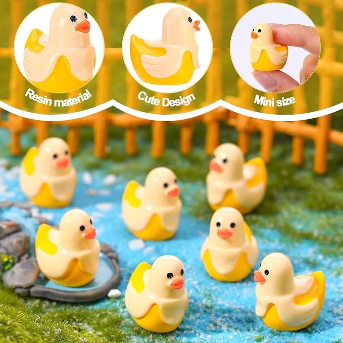 30 Pcs Banana Ducks, Mini Banana Resin Ducks Bulk, Cute Toy Figures for Birthday Party Favors Landscape Decorations (Banana Duck)