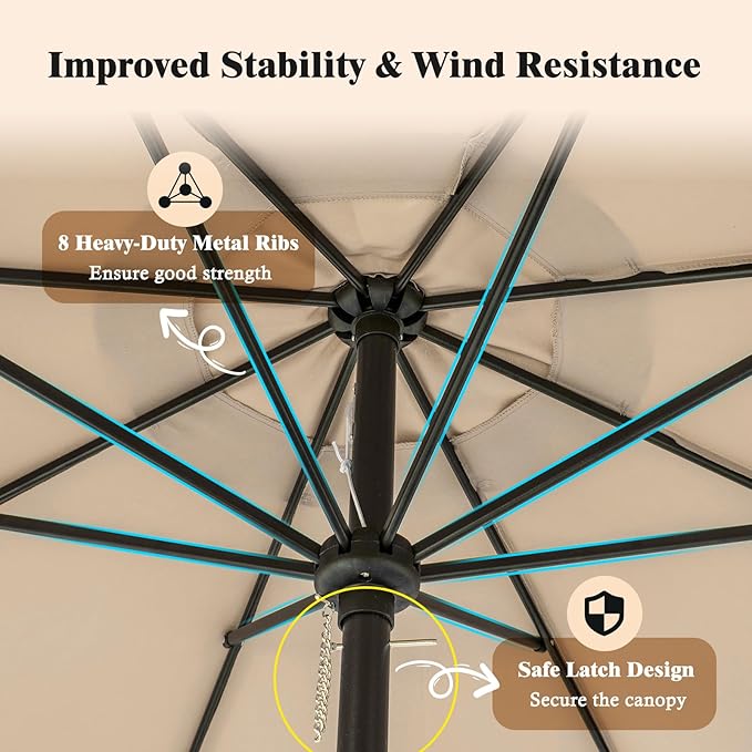 Tangkula 9Ft Patio Umbrella with Fringe, 2-Tier Outdoor Boho Umbrella with Tassels, Crank Handle, Push Button Tilt, Sun-Protective Canopy, 8 Ribs for Deck Backyard Poolside