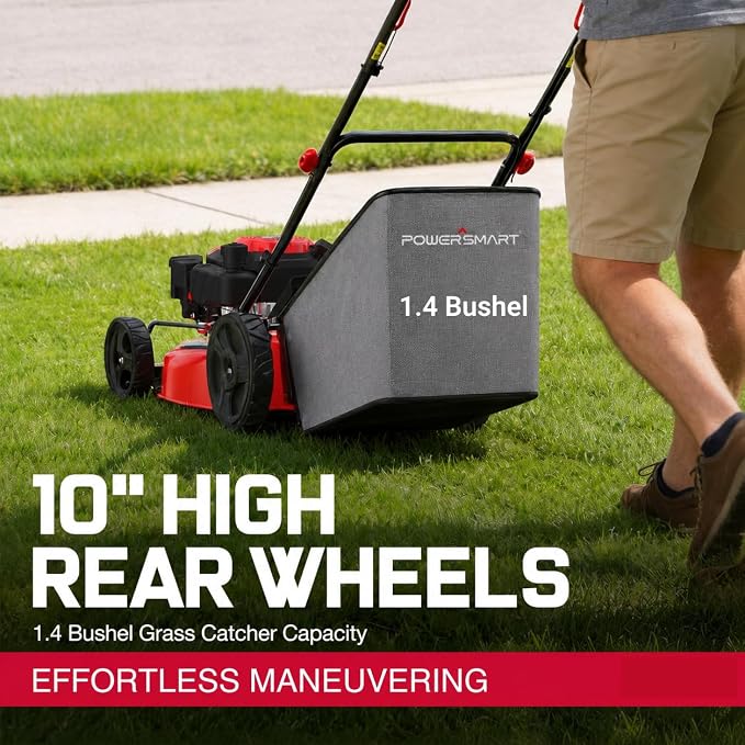 PowerSmart 21-Inch 3-in-1 Gas Self-Propelled Lawn Mower,170CC OHV Engine,Bagging/Mulching/Rear Discharging, 6 Cutting Heights, Durable Steel Deck, Rear-Wheel Drive, for Garden, Yard,