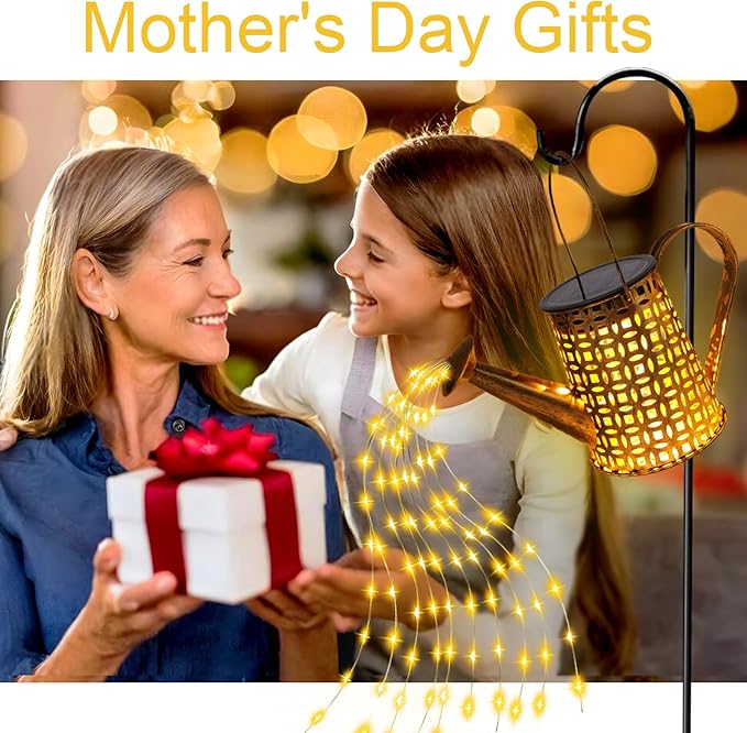Solar Watering Can Lights, Unique Gifts for Mothers Day Women Mom Grandma Birthday, Waterproof Outdoor Garden Decor Large Hanging Solar Lanterns Garden Lights for Patio Porch Yard Flowerbed Pathway