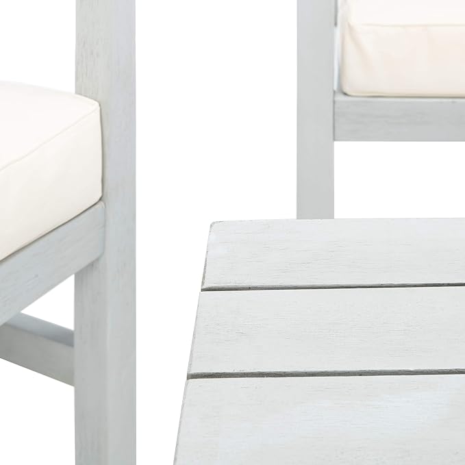 SAFAVIEH Outdoor Collection Montez Grey / Beige Cushions/ Striped Pillows 4-Piece Conversation Patio Set