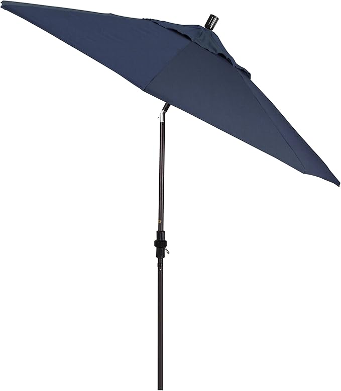 California Umbrella 9' Round Aluminum Market Umbrella, Crank Lift, Collar Tilt, Bronze Pole, Sunbrella Spectrum Cilantro