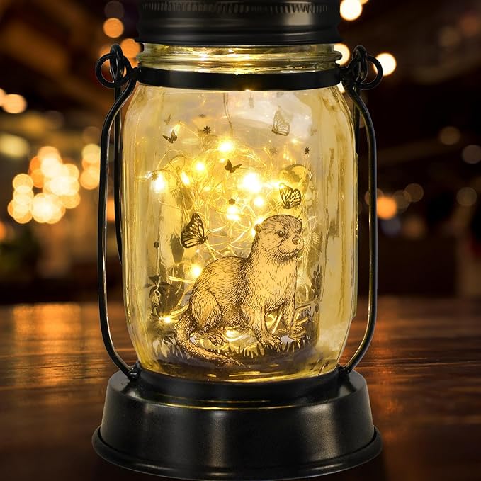kyoryuger Otter Gifts for Women/Men River Otter Lovers Solar Lantern Mom Birthday, Mothers Day, Animal Solar Garden Decoration Outside for Yard, Patio,Backyard,Porch