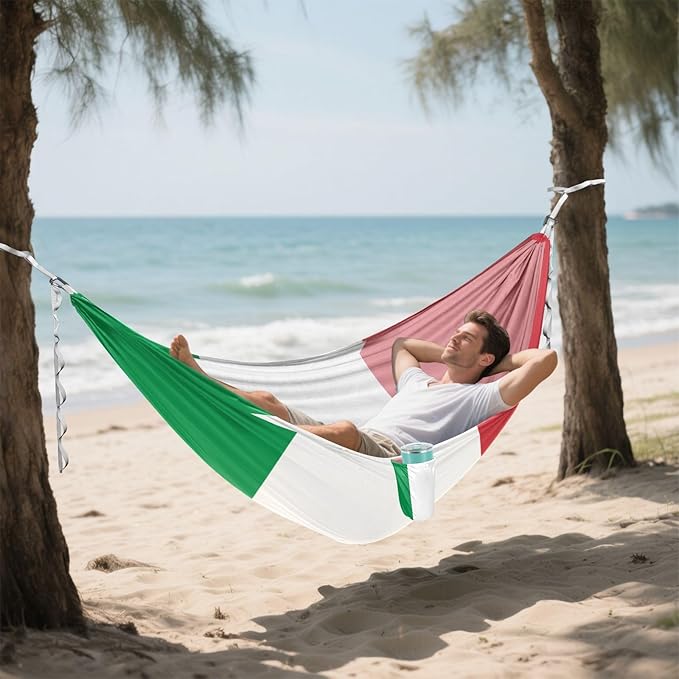 National Flag of Italy Hammocks with Portabl Carry Bag Backyard Hammock for Indoor Outdoor Patio