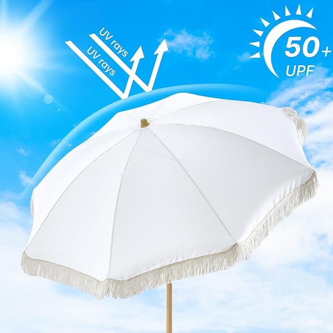 Aohanoi Outdoor Umbrella - Sun Protection, Rain Resistant, Windproof with Manual Open-Close Feature - Ideal for Beach, Camping, and Picnics