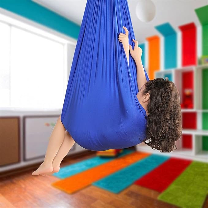 Indoor Therapy Swing for Kids, (Hardware Included) Snuggle Cuddle Hammock for Children with Autism, ADHD, Aspergers, Sensory Integration (Color : Royal Blue, Size : 150x280cm/59x110in)