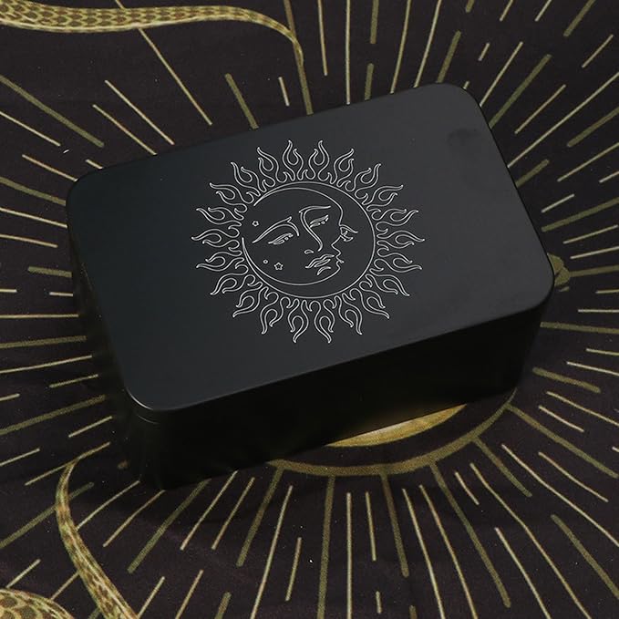 Rectangle Metal Card Box Playing Tarot Container Jewelry Storage Case Packing Game Empty Cards Storage Boxes Tarot Card Case Holder Tarot Card Box Tarot Deck Holder Game Tarot Deck Boxes