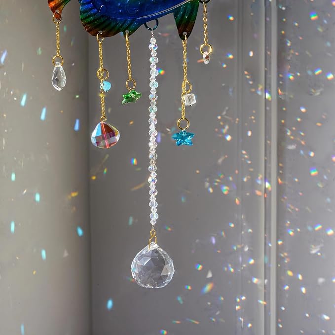 18.5inch Tropical Fish Crystal Suncatcher for Window Hanging Coastal Decor | Prism Sun Catchers Indoor Window,Metal Sun Catcher for Beach Ocean Garden Home Indoor Decor,Ocean Gift For Beach Lovers