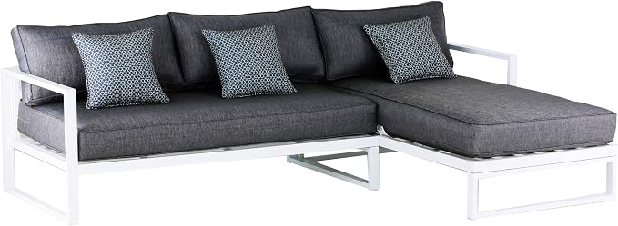 Elle Decor Paloma Outdoor Patio Furniture Collection in Weather-Resistant Metal Frame Patio, Sectional, White