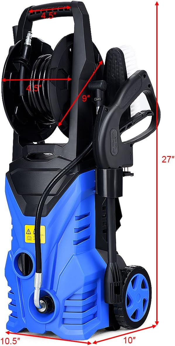 Happygrill Electric Pressure Washer, 2030PSI 1.6GPM High Pressure Sprayer Machine with 16.5ft Hose, Wash Brush, Soap Bottle, 1800W