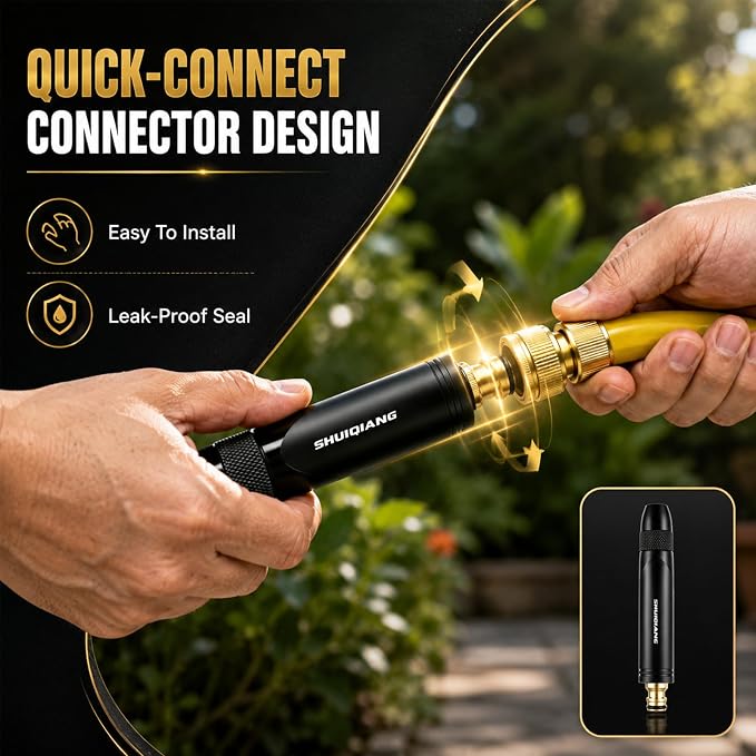 Home High-Pressure Car Wash Water Gun with Booster Nozzle,2026 New Multi-Function Water Jet Nozzle for Car,Black High Pressure Washer for Car Washing and Outdoor Cleaning(A)