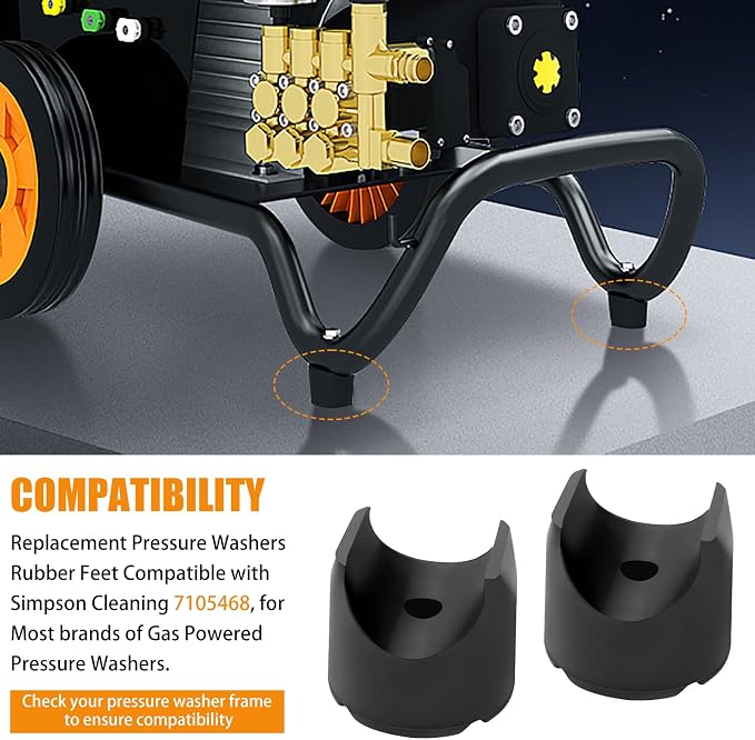 Pressure Washers Rubber Feet - for Most Brands of Gas Powered Pressure Washers, Compatible with Simpson Cleaning 7105468-2 Pcs