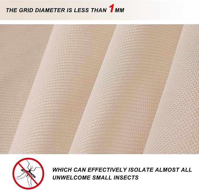 COOSHADE 7.5-11FT Patio Umbrella Mosquito Netting Polyester Screen Mesh Net for Outdoor Umbrella with Zipper Door and Weight Bag Beige