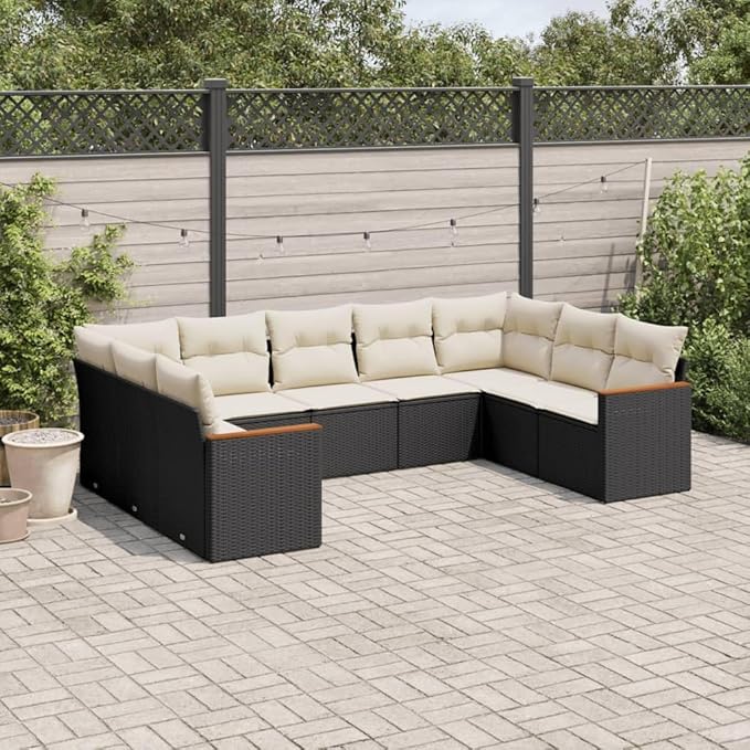 Garden Sofa Set Black, Cream White Outdoor Conversation Set Patio Furniture Ensemble for backyards Balconies
