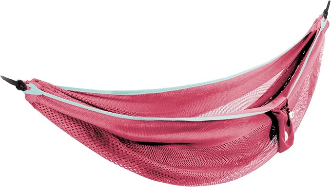 Vivere Double Polyester Mesh Hammock - 400 lb Capacity (Rose/Celeste)
