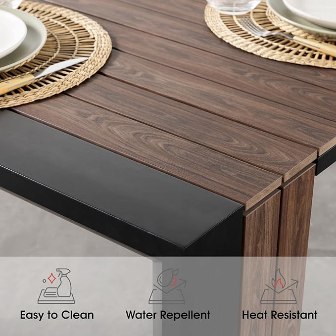 Transformer Table - Extendable Outdoor Dining Set up to 12 Seats, Expandable Patio Table, Weather-Resistant Patio Furniture, Outdoor Furniture, Dark Walnut, Brown (Table + Bench)