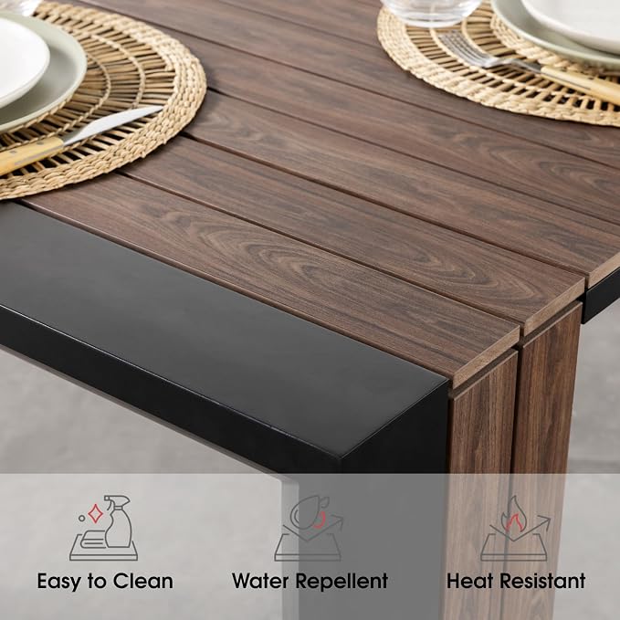 Transformer Table - Extendable Outdoor Dining Set up to 12, Expandable Patio Table, Expandable Patio Table, Weather-Resistant Wooden Outdoor Furniture, Dark Walnut, Brown (Table Only)