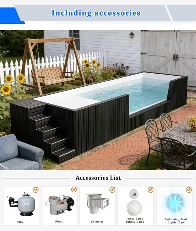 Family Prefab Above Ground Pool Shipping Container Swimming Pools Rectangulares Modular Pool Outdoor Fiberglass Inground Pool for DIY Installation in Gardens for Outdoor Home Use