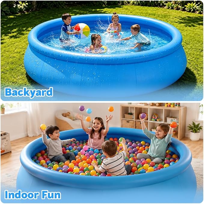 10 FT x 30 in Round Inflatable Swimming Pool, Large Round Inflatable Pool for Kids and Adults Summer Water Party Backyard Outdoor Pool