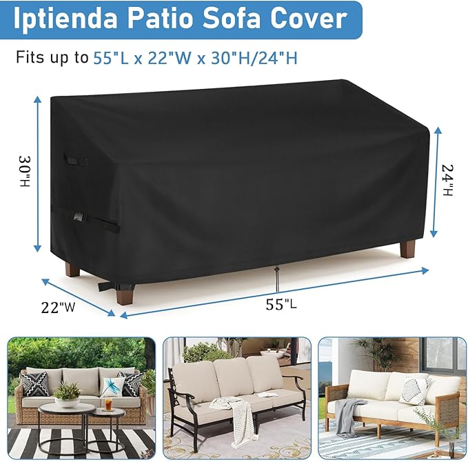 Patio Sofa Cover for Outdoor Furniture, 50inch Outdoor Loveseat Cover Waterproof and Heavy Duty for Rattan 2-Seat Patio Conversation Set, Couch, Glider and Bench-50"L x 22"W x 30"H