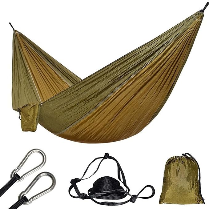 Hammocks for Camping 2 Person, Portable Hammock Foldable, Double Hammock Swing Chair for Adults, Hammock with Chains and Hooks, for Travel Patio Garden