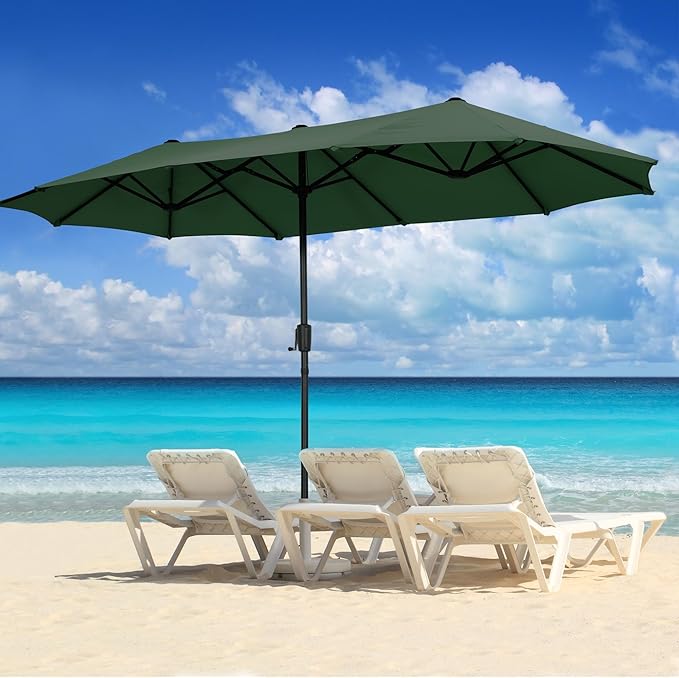 13Ft Large Patio Umbrella Outdoor Double-Sided Market Umbrella w/Easy Crank for Yard, Poolside, Deck, Green