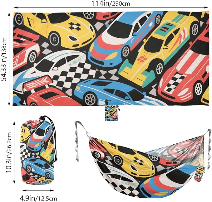 Colorful Cartoon Cute Racing Car 330lb Capacity Outdoor Hammocks Indoor Hammock for Indoor Outdoor Patio soporte para hamacas para adultos