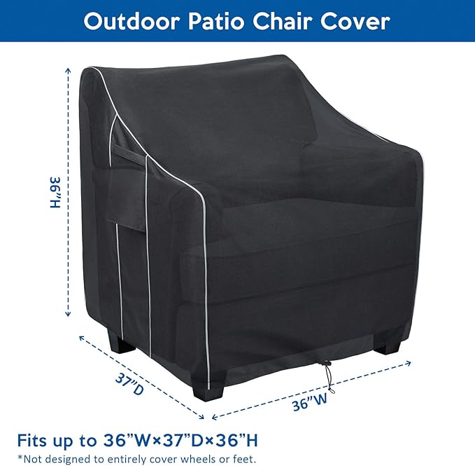 FORSPARK Patio Chair Cover 2 Pack - Heavy Duty Waterproof Outdoor Furniture Covers, Fits 36W x 37D x 36H Inches
